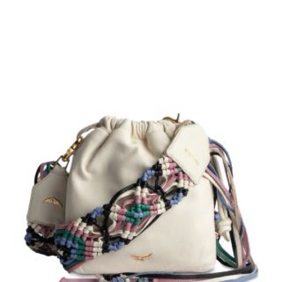 Zadig & Voltaire Rock to Go Cream Crossbody Bag with Multicolor Strap - Picture 1 of 2
